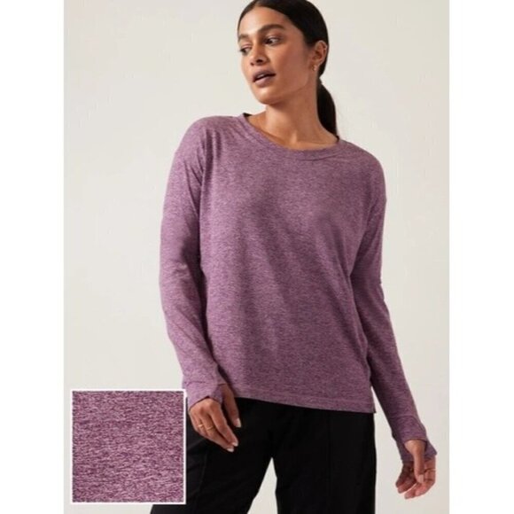 Athleta Uptempo II Elevate Purple Crewneck Long Sleeve Athletic Top XS - Picture 1 of 5